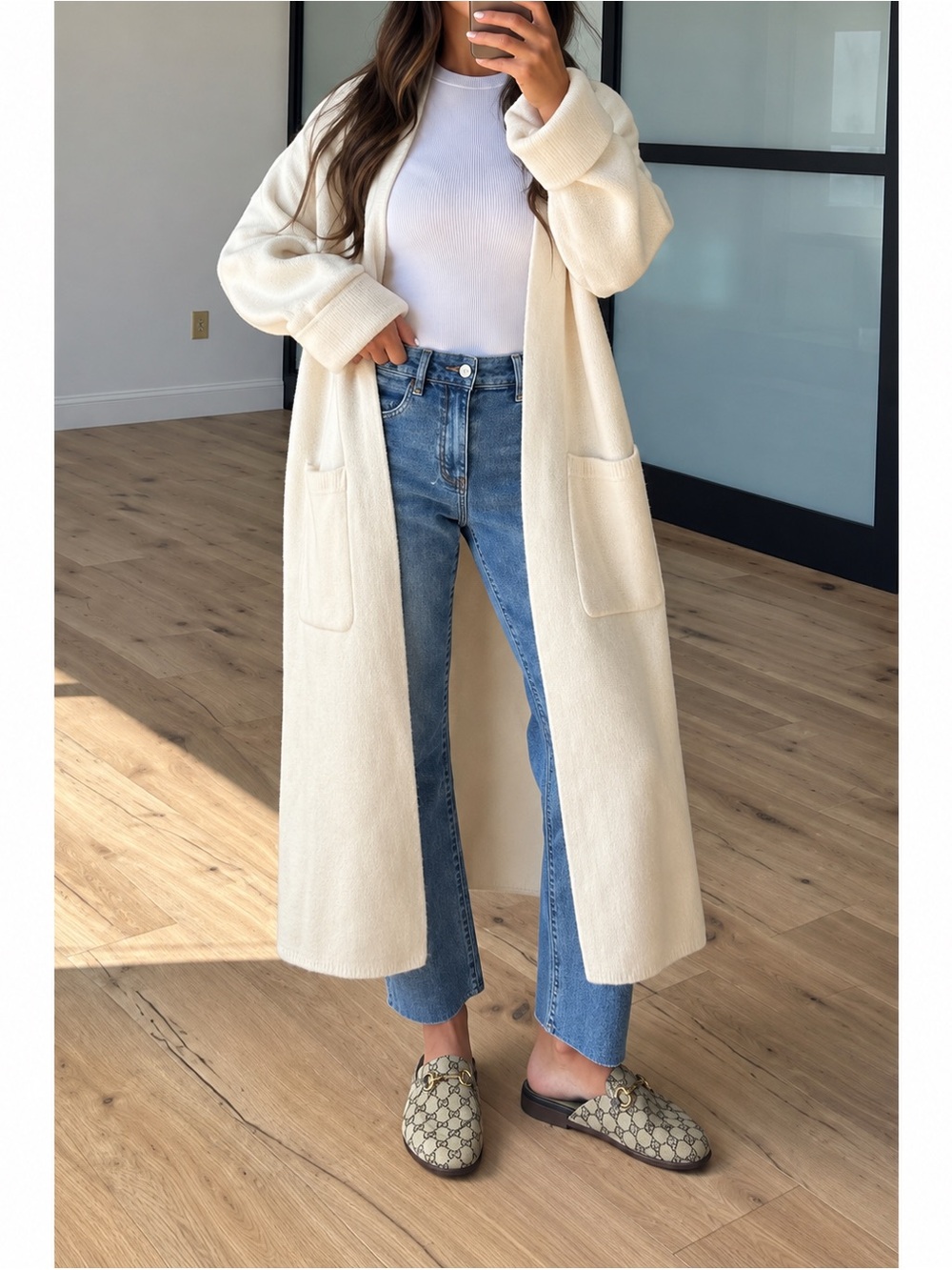 TALULAH Beckett Longline Cardigan in Ivory — New without tags